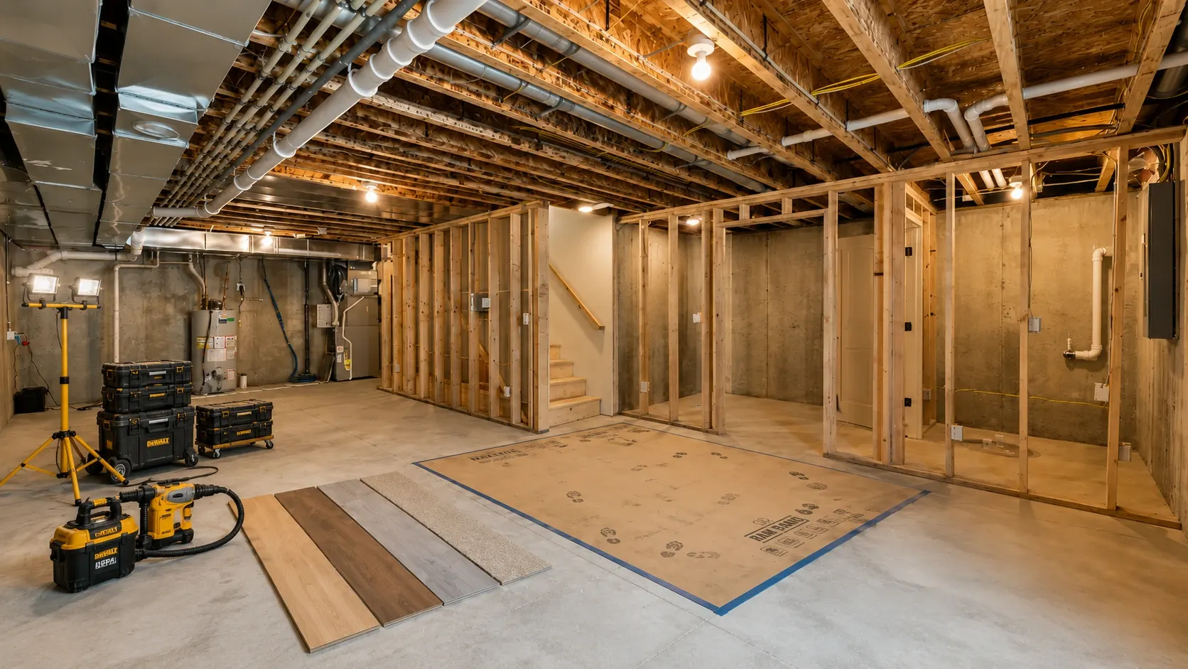 Illustrative basements & garages service concept.